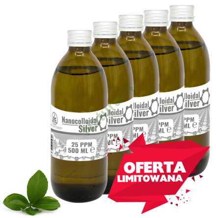LIMITIERTES ANGEBOT! 5x Silber - Silber-Nanokolloid 25 ppm 500ml