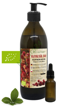 Bio Rizinusöl unraffiniert 500 ml + Flasche mit Pipette 30 ml