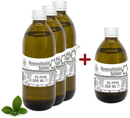 Silber - Silber-Nanokolloid 25 ppm 3x500ml +250ml gratis