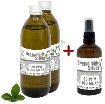 Silber - Silber-Nanokolloid 25 ppm 2x500ml +100ml gratis
