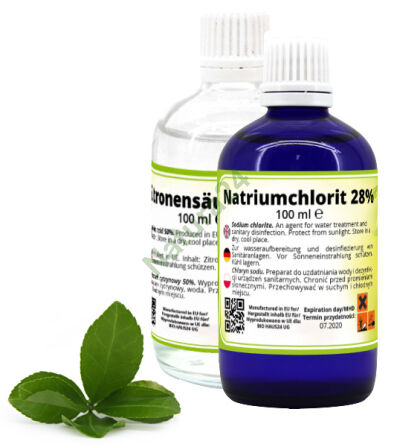 Natriumhypochlorit 28 %, 100 ml + Zitronensäure 50 % 100 ml